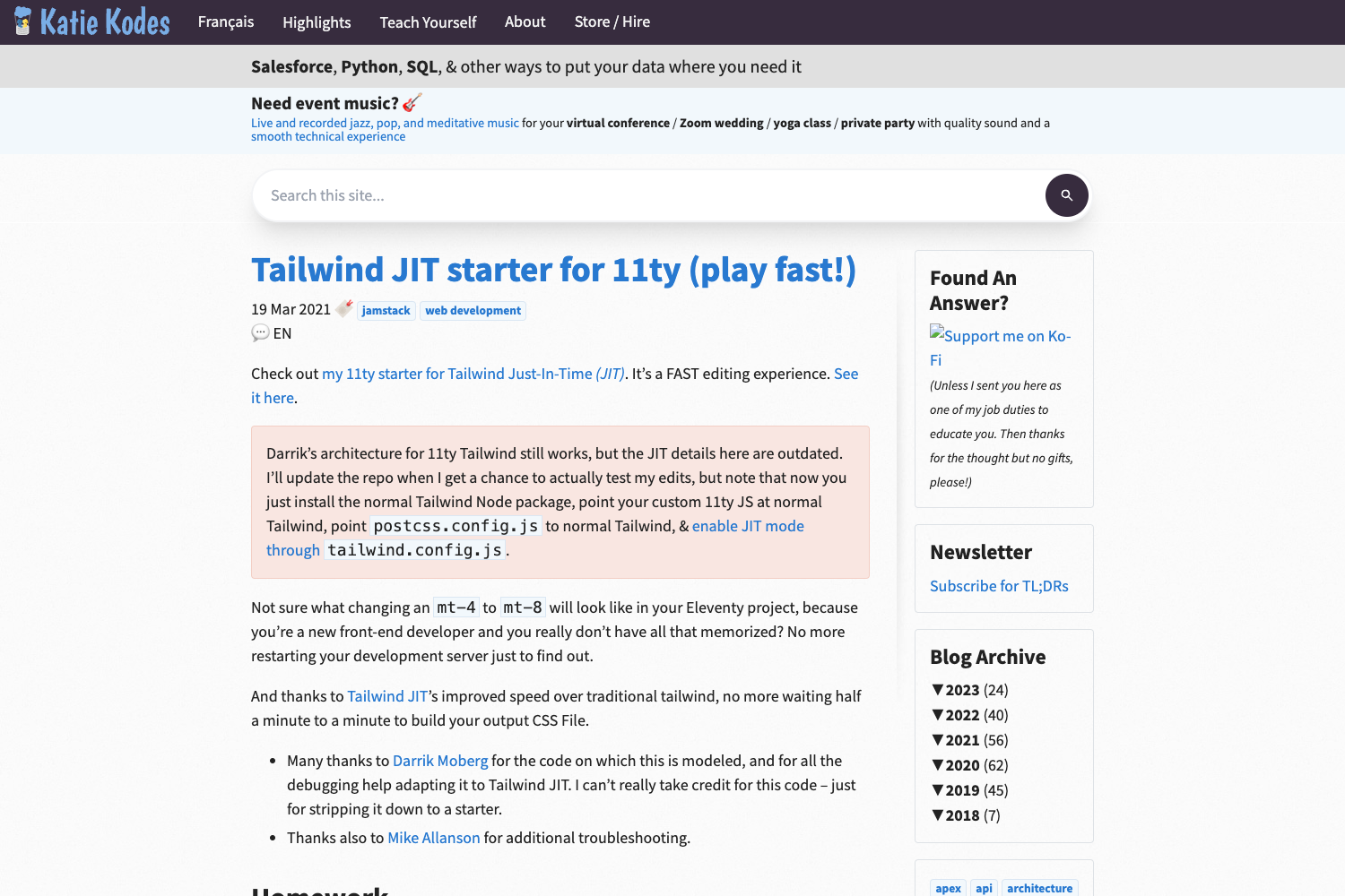 Screenshot of 11ty Tailwind Jit