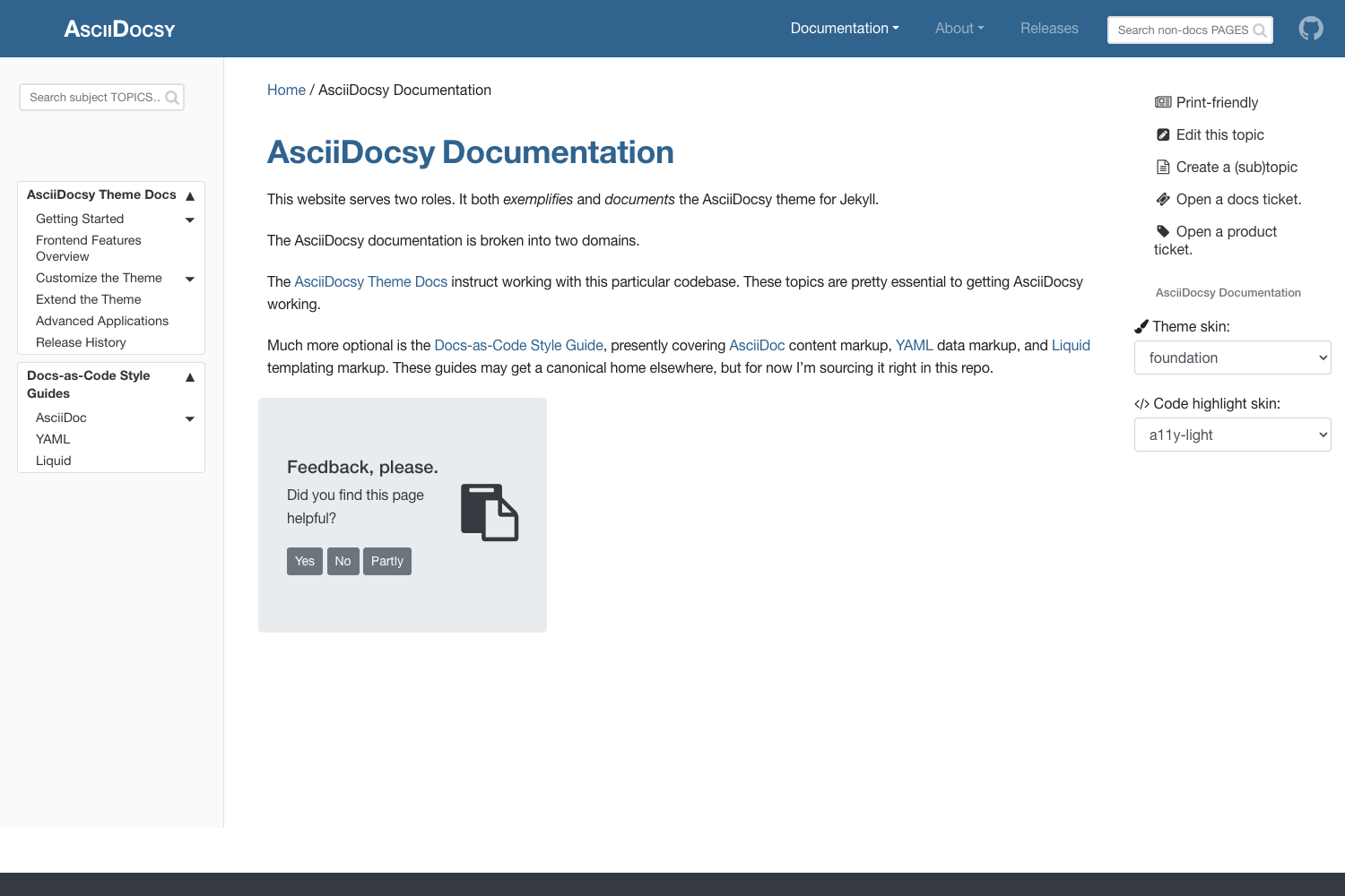 Screenshot of Asciidocsy Jekyll Theme