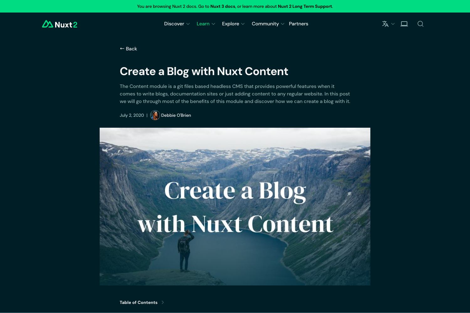 Screenshot of Demo Blog Nuxt Content