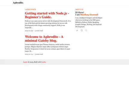 Screenshot of Aphrodite Gatsby Blog