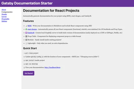 Screenshot of Gatsby Documentation Starter