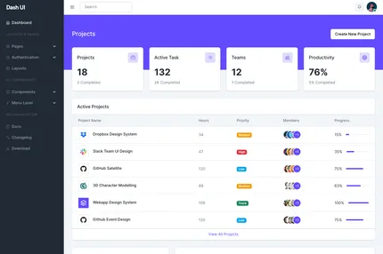 Screenshot of Nextjs Admin Dashboard Starter Template - Dash UI