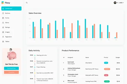 Screenshot of Flexy Admin Nextjs Free